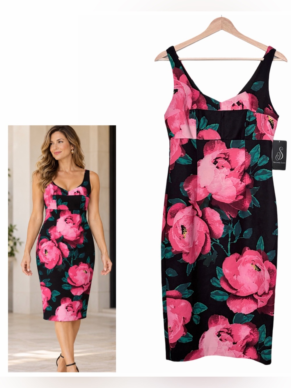 Trina Turk Pernille Black Floral Dress Sheath Size 2 Garden Party NWT